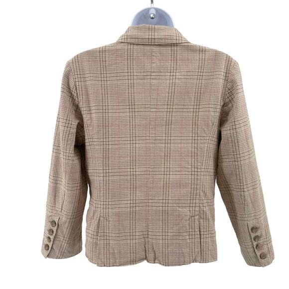American Eagle Outfitters Cream/Beige Plaid Sport Jacket Womens Medium Y2k Lined - Picture 5 of 10